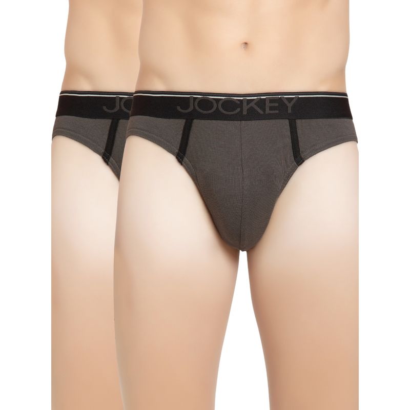 Jockey 8044 Men Cotton Brief with Ultrasoft Waistband - Deep Olive (Pack of 2) (L)