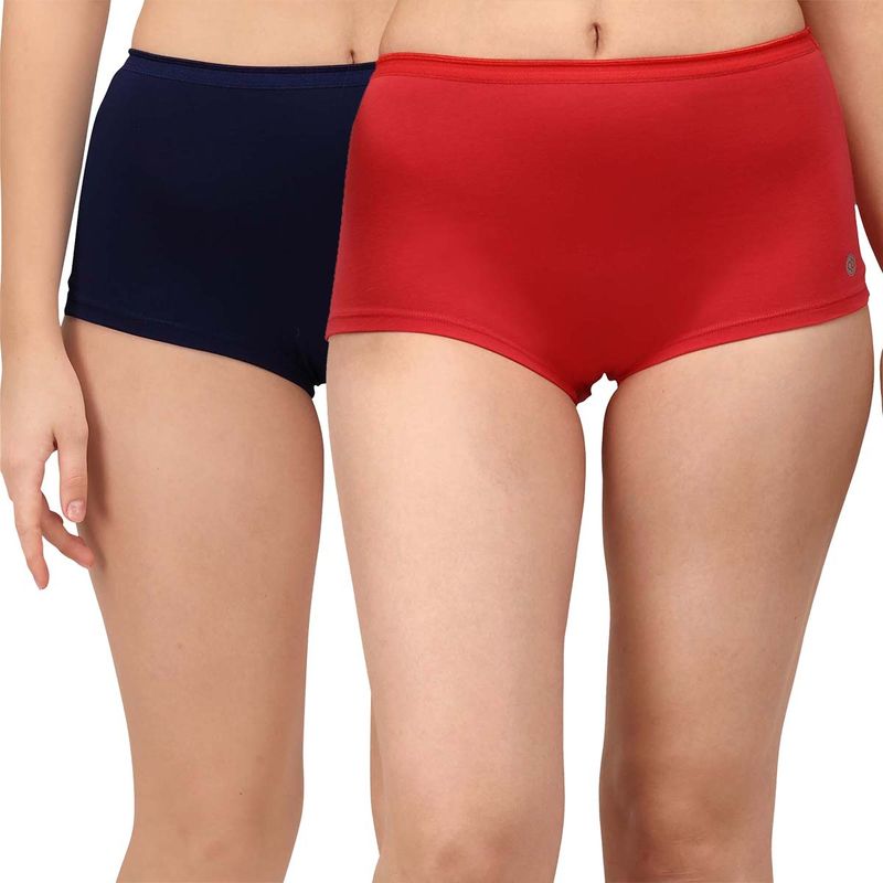 SOIE Women's Cotton spandex Boy shorts-Multi-Color (XXL) -Pack of 2