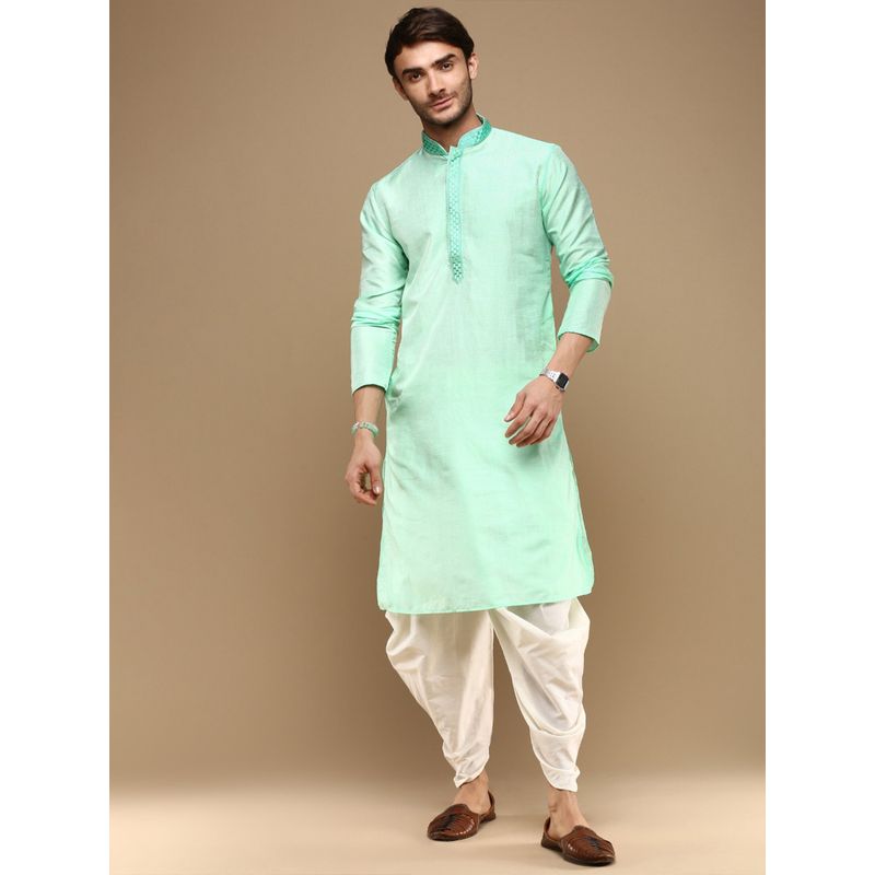 Sanwara Unleash Your Style with Mens Sky Blue Jacquard Designer Kurta with Dhoti (Set of 2) (M)