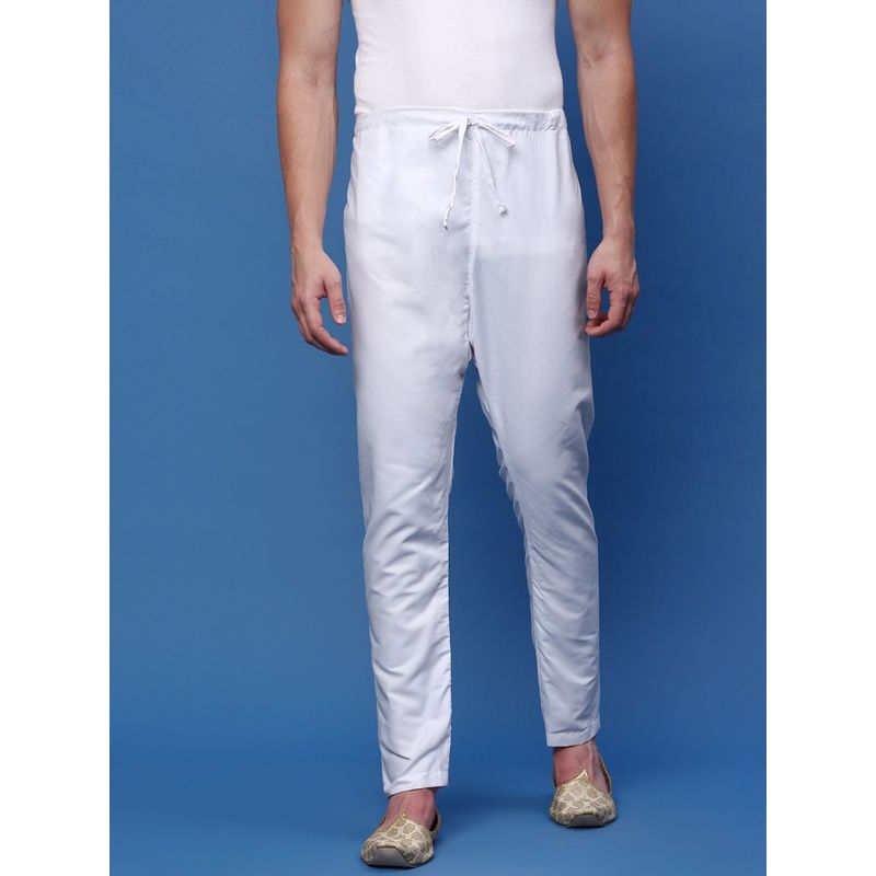 Sanwara Mens Solid White Cotton Pyjamas (S)