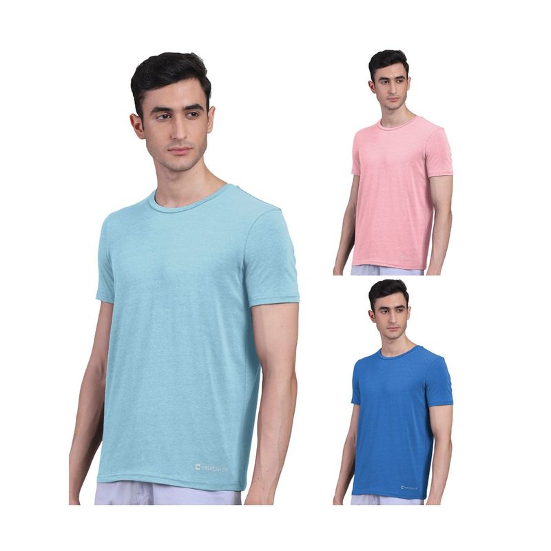 FREECULTR Mens Bamboo Undershirt Anti Microbial Lounge Wear T-Shirt (Pack of 3) (L)