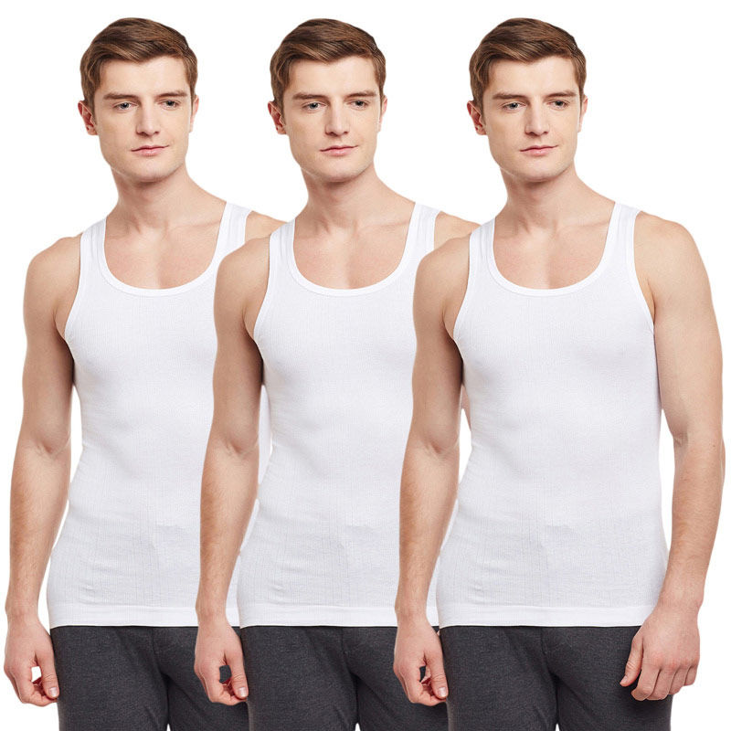 BODYX Pack Of 3 Ribbed Regular Vests - White (M)