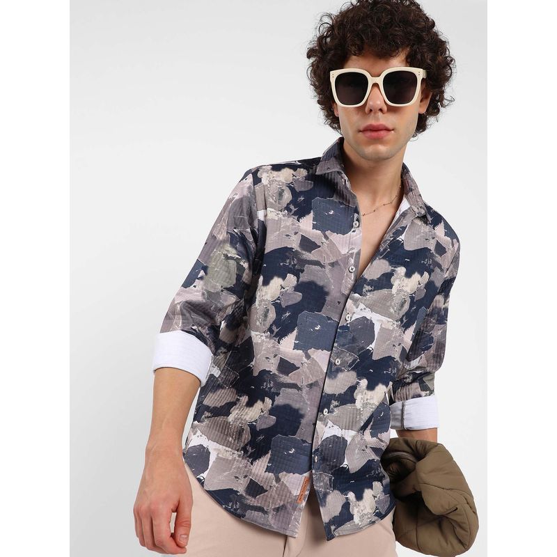 Campus Sutra Mens Multicolour Splotch-Printed Shirt (XL)