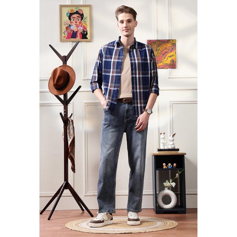 Eszett Men Multi Color Cotton Checks Casual Shirt (M)