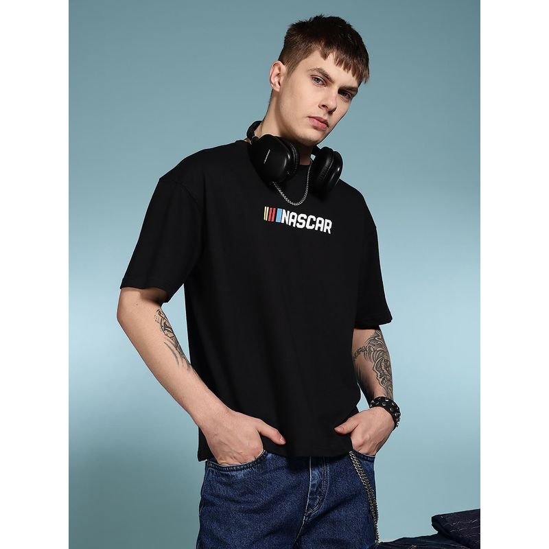 Eszett Men Nascar Oversized Black T-Shirt (XL)