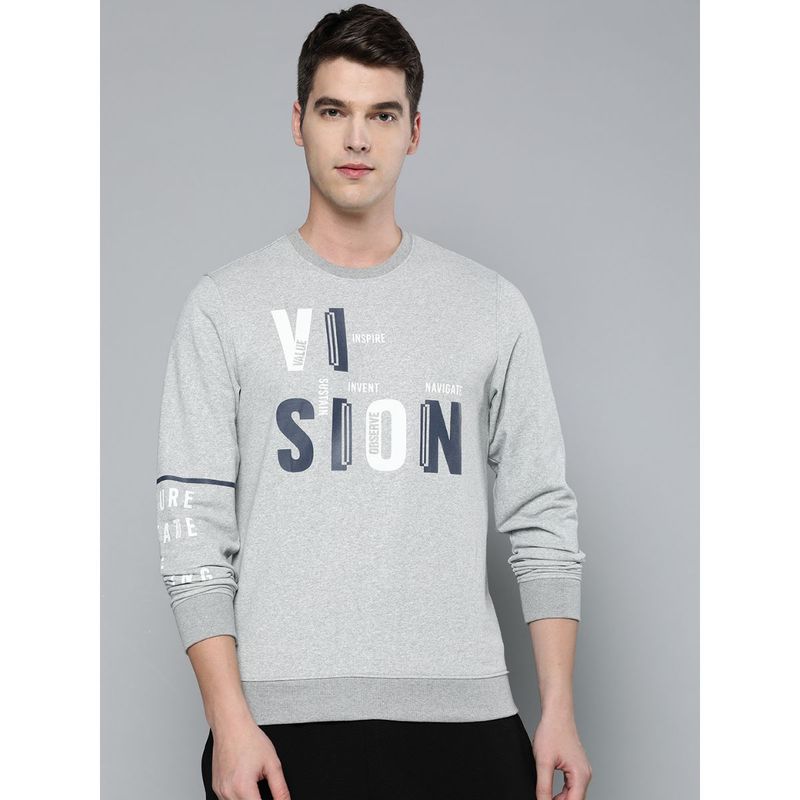 Alcis Men Grey Printed Sweatshirt (L)