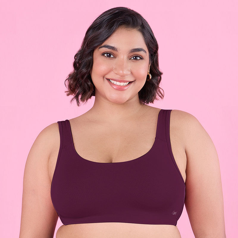 Nykd by Nykaa Soft Cup Easy-Peasy Slip-On Bra With Full Coverage-NYB113-Plum (XL)