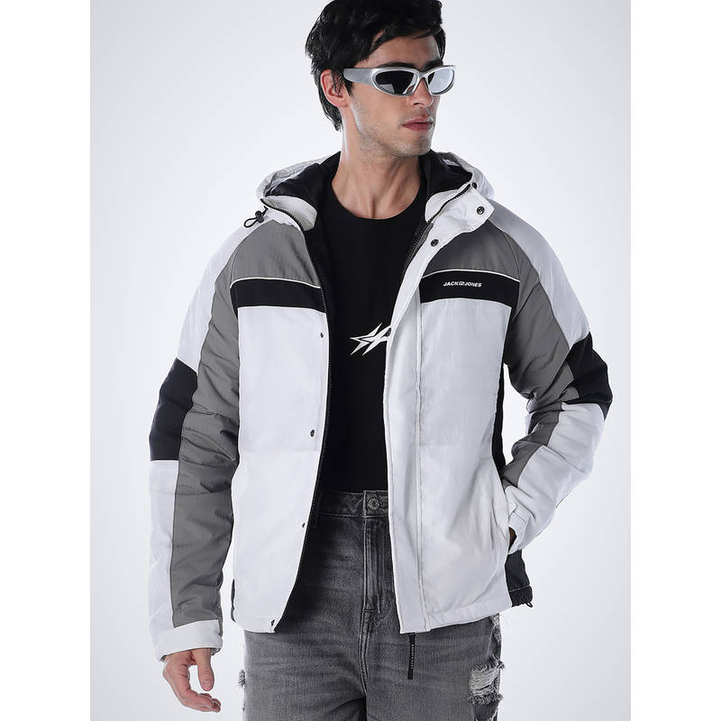 Jack & Jones White Colorblock Nylon Regular Jacket (2XL)