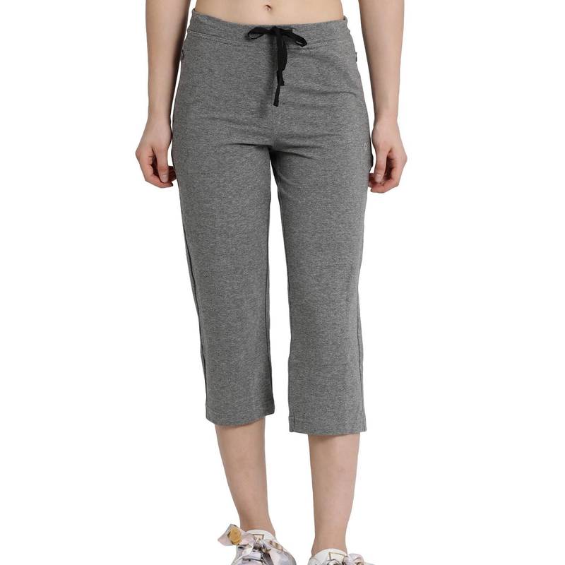 Enamor Essentials E018 Stretch Cotton Lounge Capri Pants - Grey (XXL) - E018