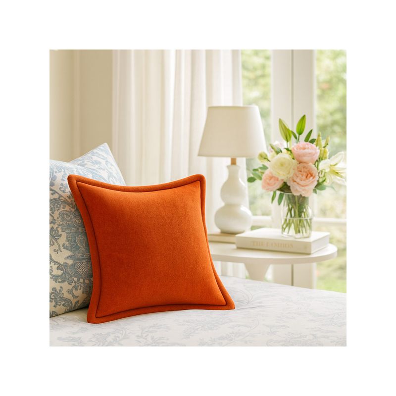 THROW PILLOW Elegance Solid Burnt Orange Flanged Cushion Cover (24x24 inches)