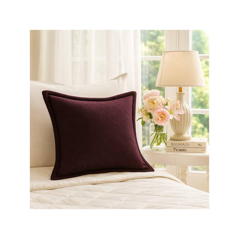 THROW PILLOW Elegance Solid Brown Flanged Cushion Cover (12x12 inches)