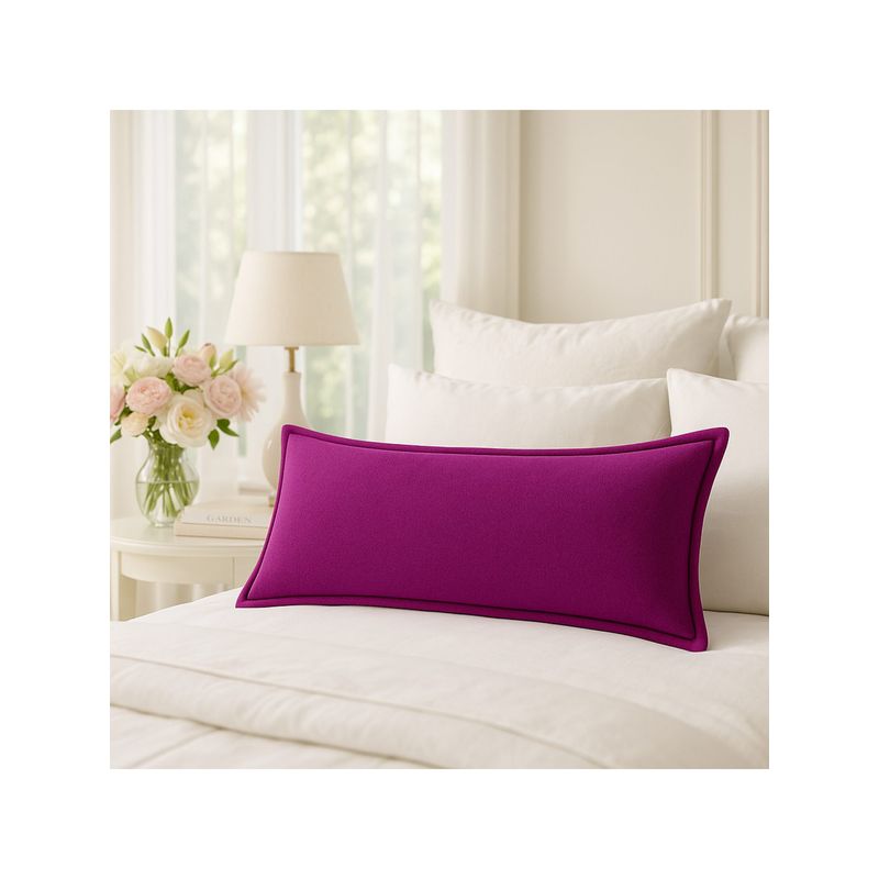 THROW PILLOW Elegance Solid Purple Flanged Cushion Cover (12x18 inches)