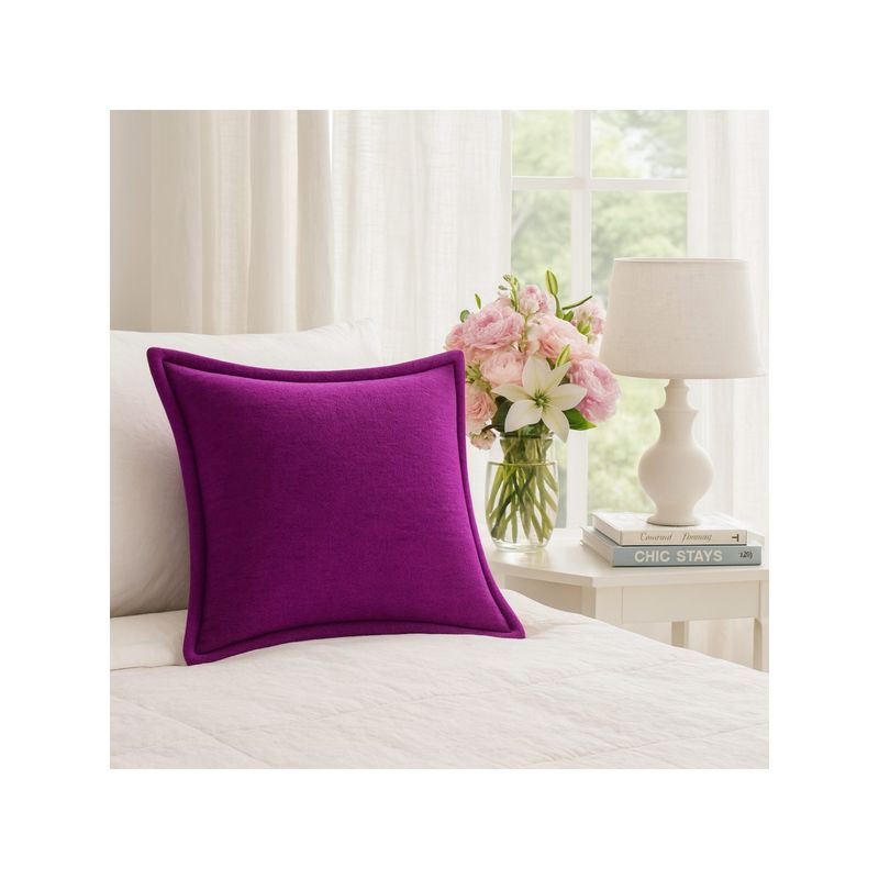 THROW PILLOW Elegance Solid Purple Flanged Cushion Cover (12x12 inches)