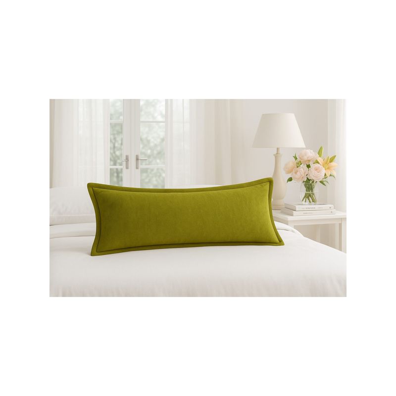 THROW PILLOW Elegance Solid Olive Green Flanged Cushion Cover (12x18 inches)