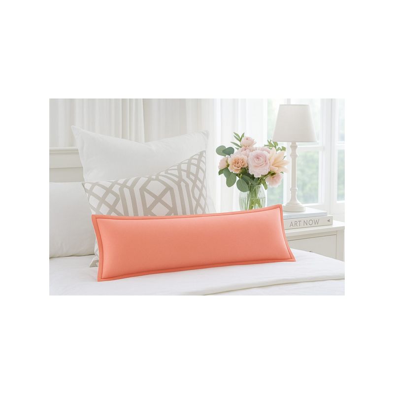 THROW PILLOW Elegance Solid Peach Flanged Cushion Cover (12x18 inches)