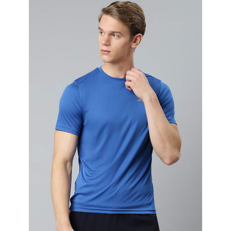 Alcis Men Blue Solid Slim Fit T-Shirt (M)