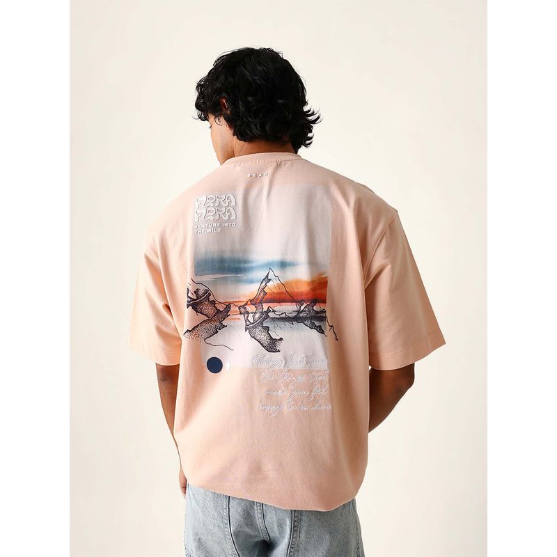 THE BEAR HOUSE Men's Peach Printed T-Shirt (S)