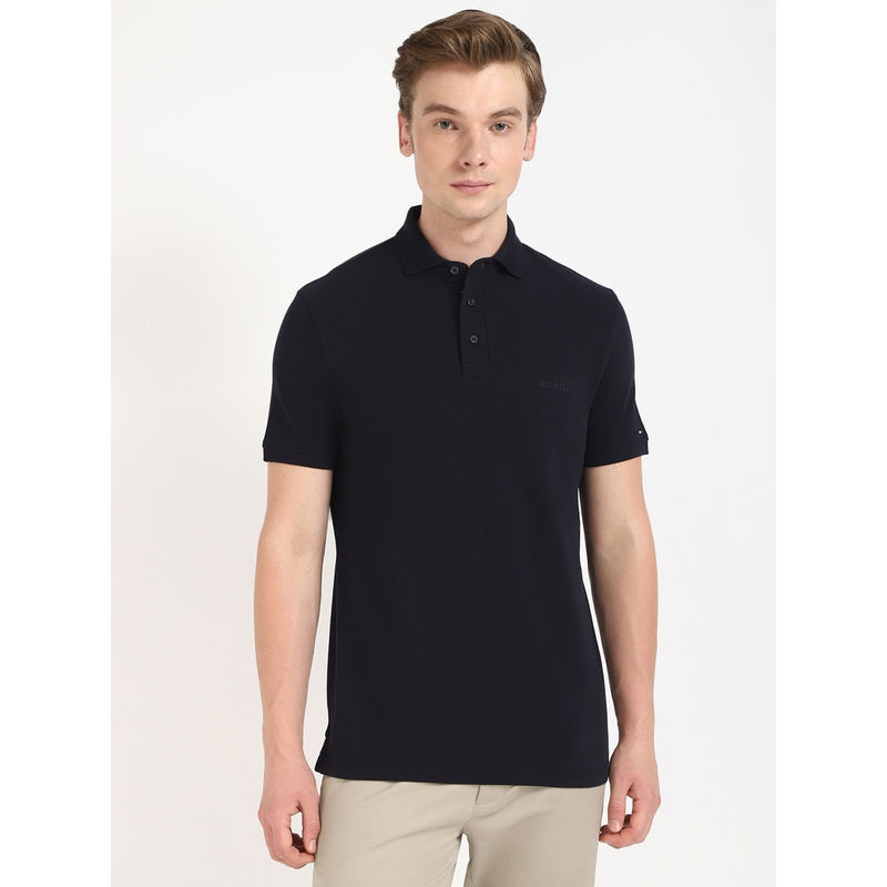 Tommy Hilfiger Solid Regular-Fit Cotton Polo T-Shirt (L)