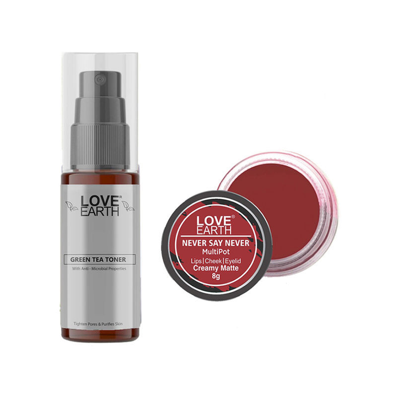 Love Earth Lip Tint & Cheek Tint Never Say Never + Green Tea Toner Buy