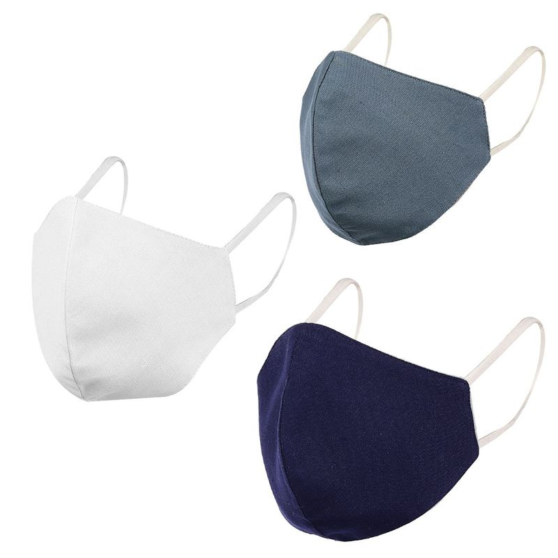 Toffcraft Triple Layer Cotton Linen Face Masks, Pack Of 3 Free Size