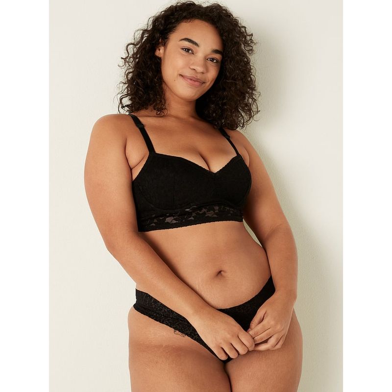 Victoria's Secret Black Pink Bralettes and Bra Tops Lace Push-Up Bralette (XXL)