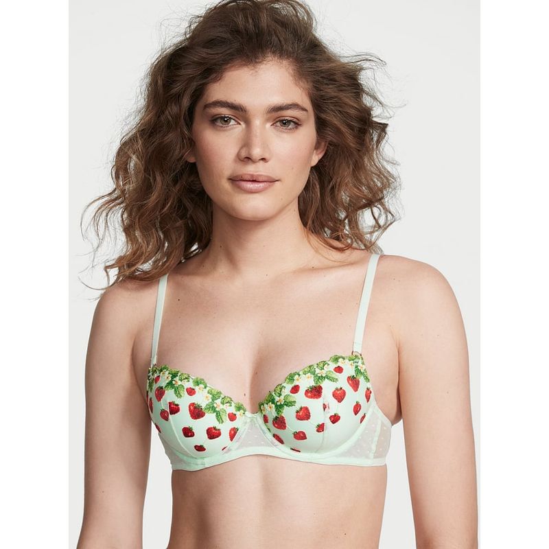 Victoria's Secret Green Dream Angels Strawberry Lightly Lined Demi Bra (34DDD)