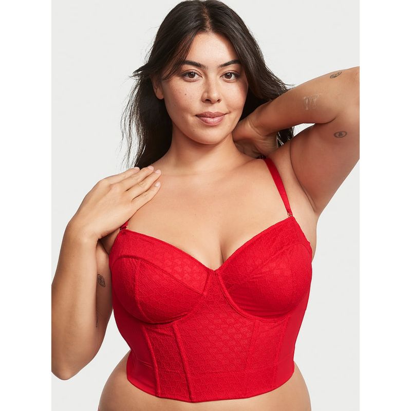 Victoria's Secret Red Very Sexy Vs Archives Monogram Corset Bra Top (32C)