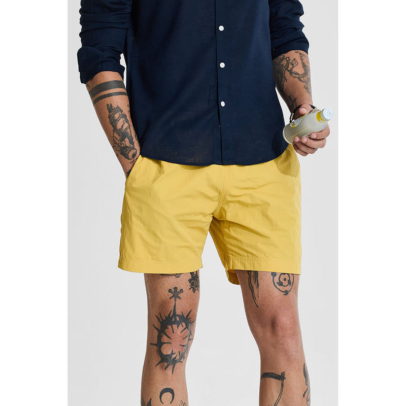 Snitch Yellow Regular Fit Shorts (34)