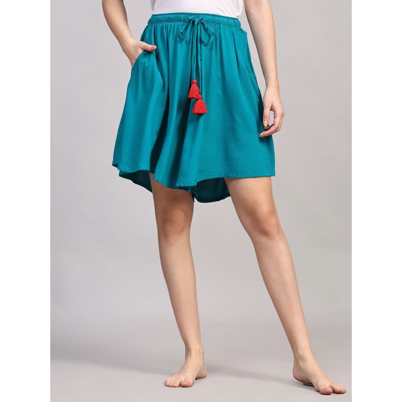 Bstories Blue Solid Shorts (L)