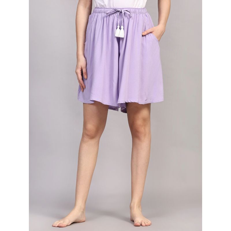 Bstories Lavender Solid Shorts (S)