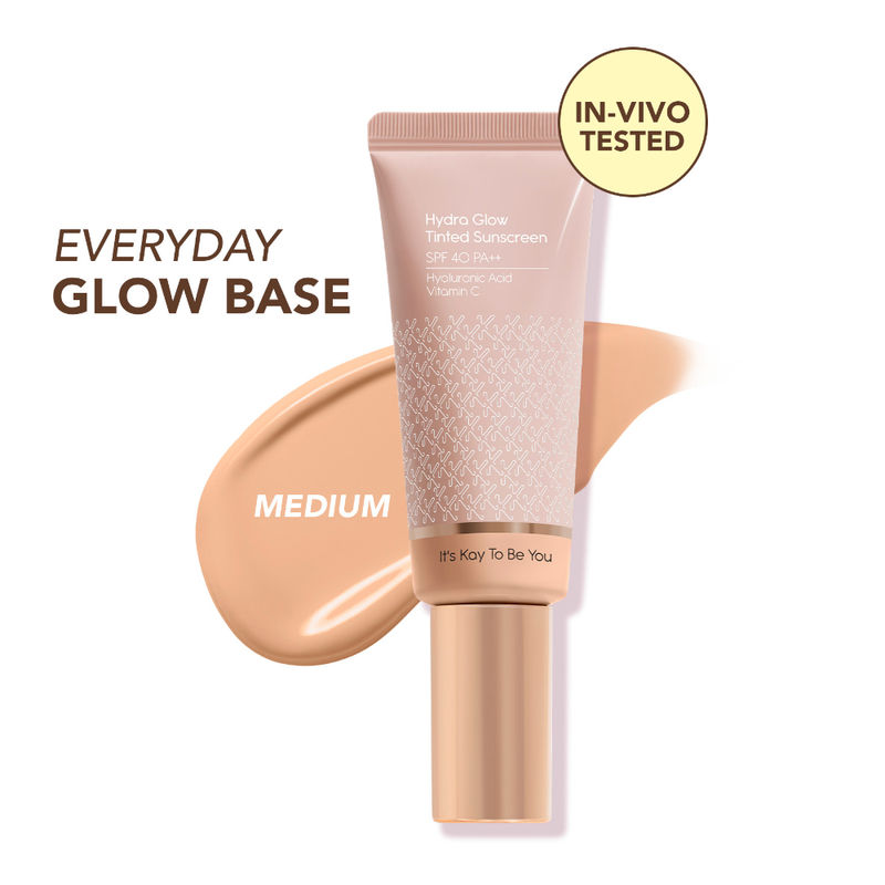 Kay Beauty Hydra Glow Tinted Sunscreen SPF 40 PA++ with Hyaluronic Acid & Vitamin C - Medium