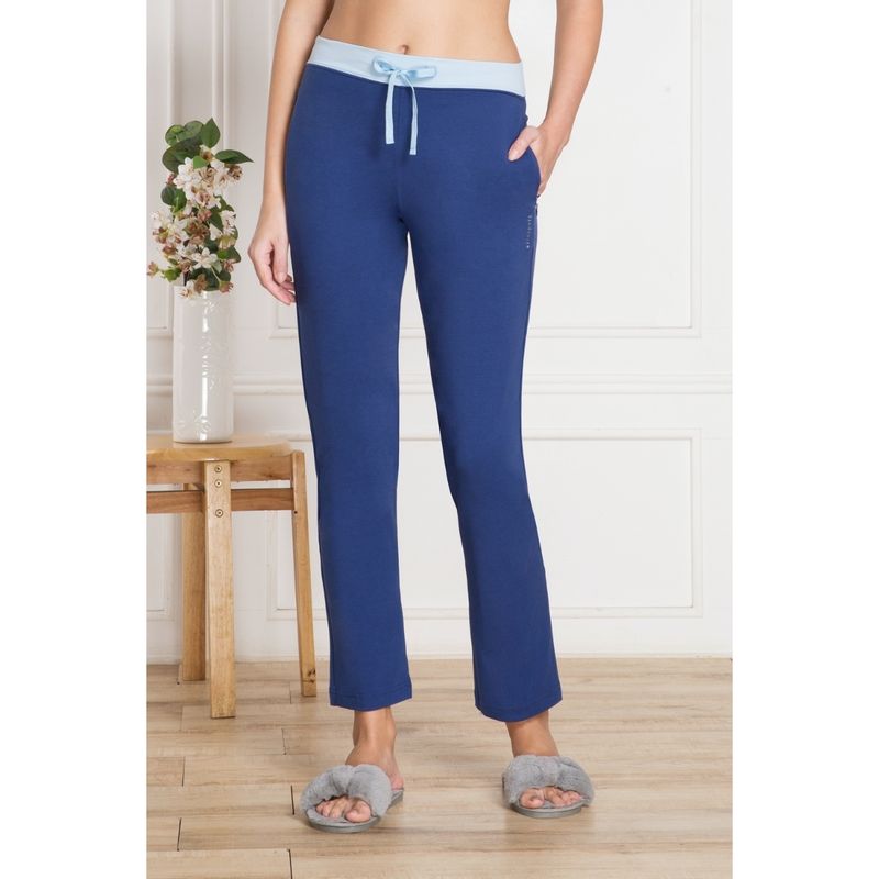 Van Heusen Women Drawstring Waistband & Reflective Trim Lounge Pants - Blue (S)