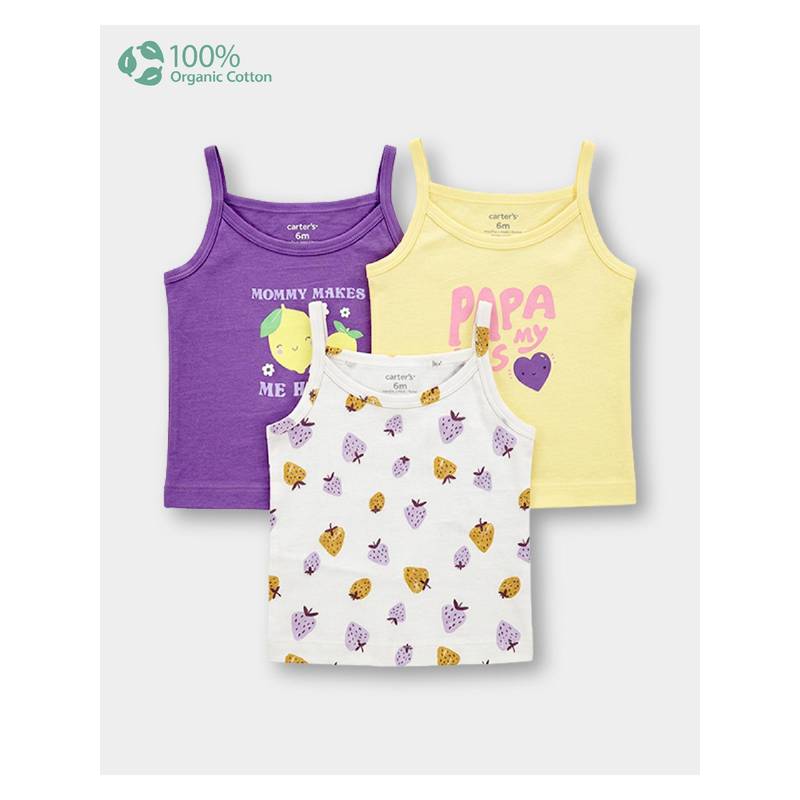 Carter's Baby Girl Organic Cotton Camisoles (Pack of 3) (0-3 Months)