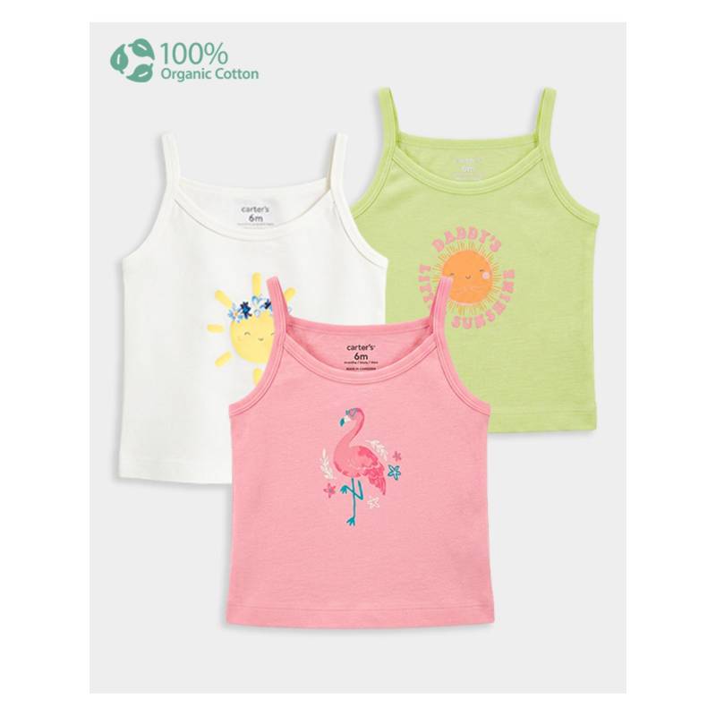 Carter's Baby Girl Organic Cotton Camisoles (Pack of 3) (0-3 Months)