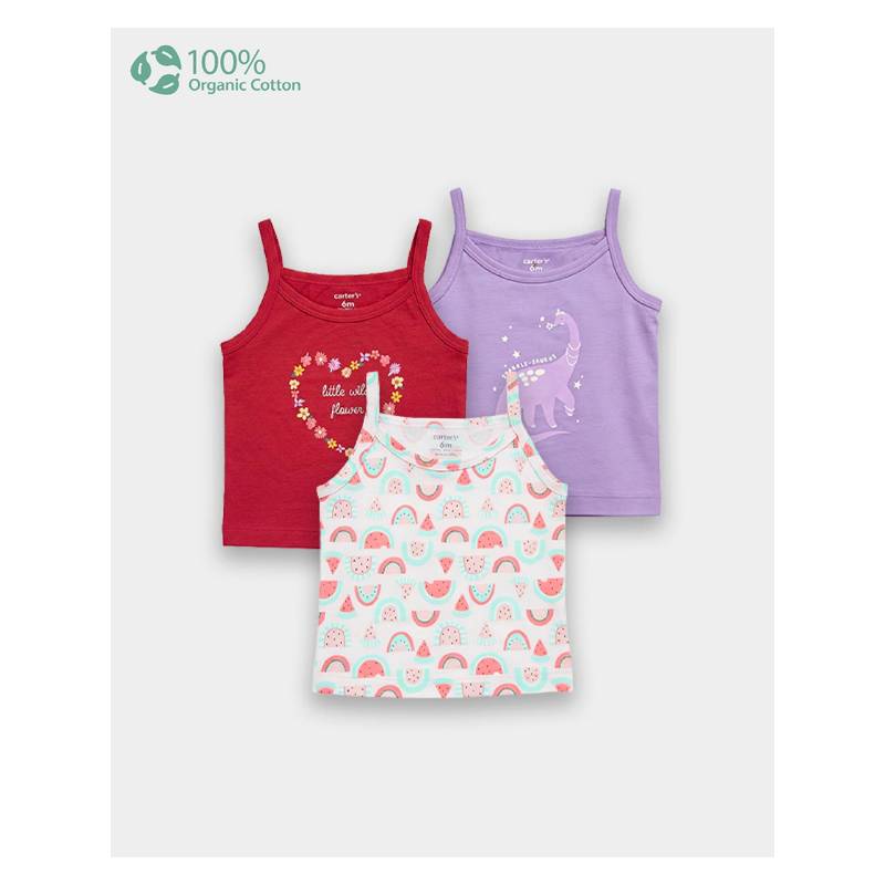 Carter's Baby Girl Organic Cotton Camisoles (Pack of 3) (0-3 Months)