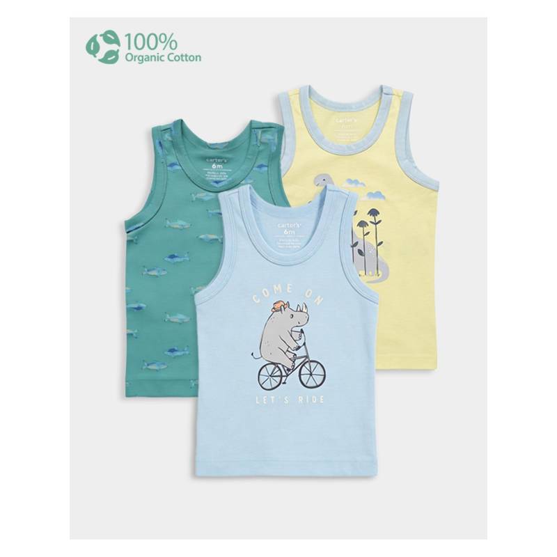 Carter's Baby Boy Organic Cotton Vests (Pack of 3) (6-9 Months)