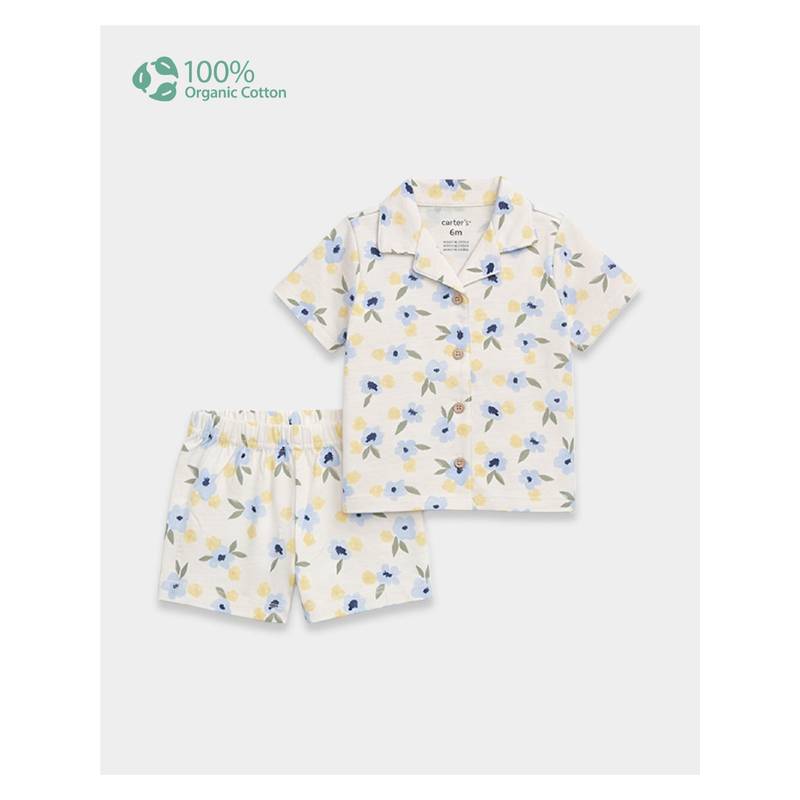 Carter's Baby Girl Organic Cotton Floral Print Shirt With Shorts