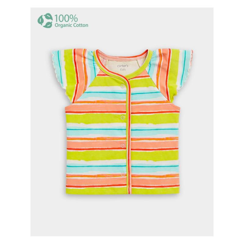 Carter's Baby Girl Organic Cotton Striped Front Open Top (New Born)