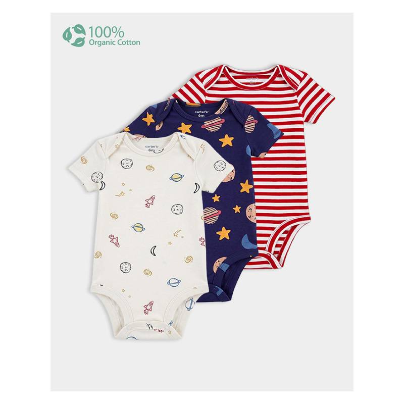 Carter's Baby Boy Organic Cotton Onesies in Outerspace Print (Pack of 3) (3-6 Months)