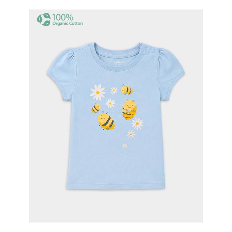 Carter's Baby Girl Organic Cotton Crew Neck T-Shirt With Bee Print (0-3 Months)