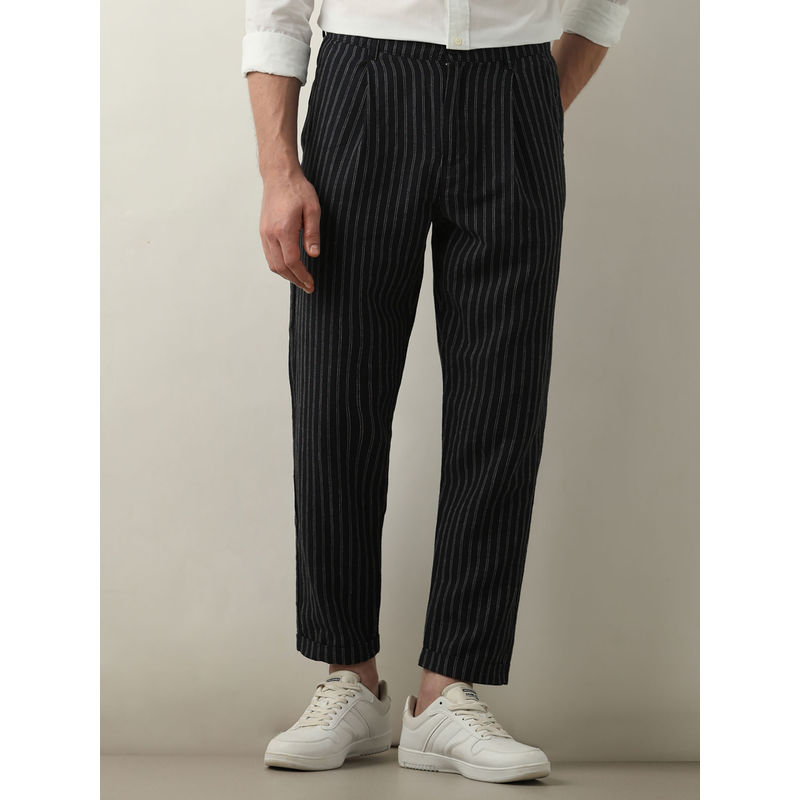Selected Black Striped Straight Trouser (32)