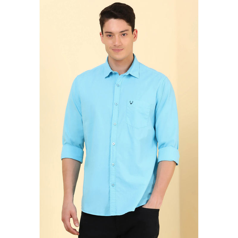 Allen Solly Men Light Blue Solid Full Sleeves Casual Shirt (40)
