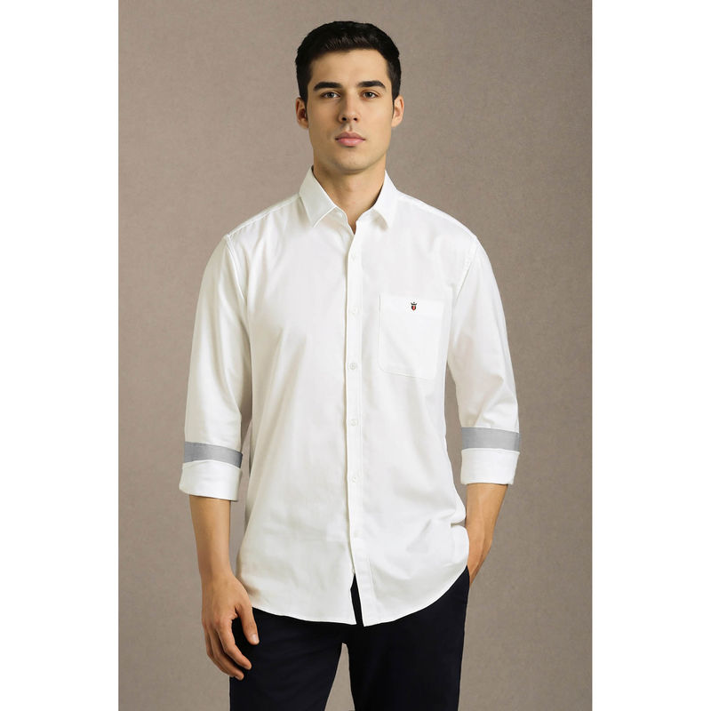 Louis Philippe Men White Solid Full Sleeves Casual Shirt (40)