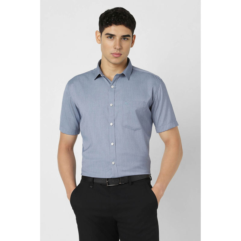 Van Heusen Men Light Blue Half Sleeves Party Formal Shirt (40)