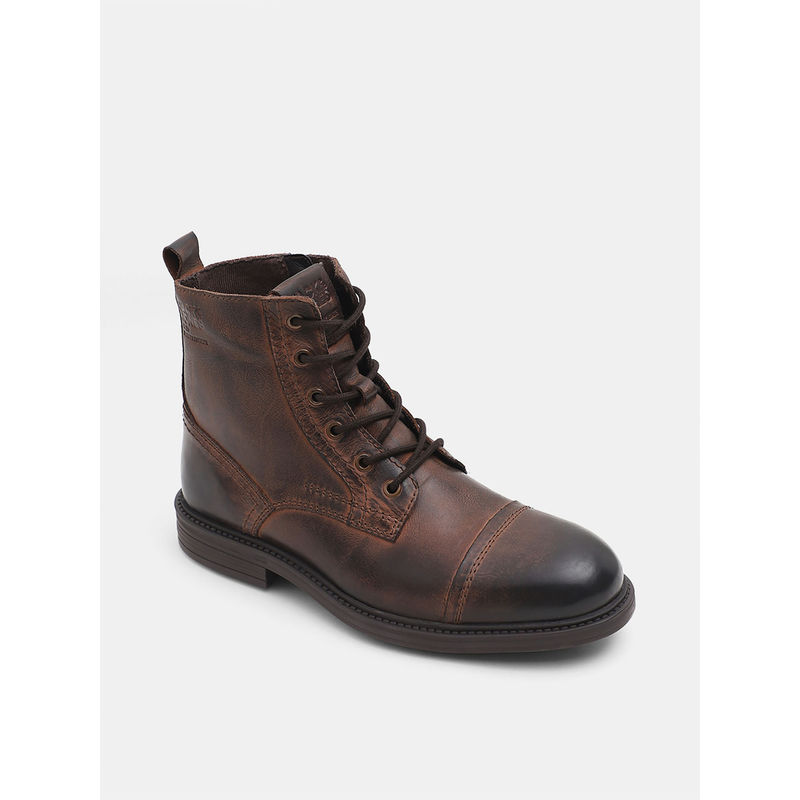 Jack & Jones Dark Brown Leather Casual Boots (EURO 41)