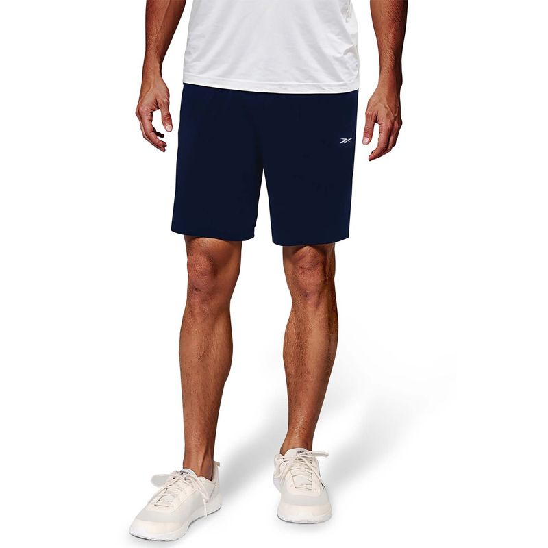 Reebok Men Navy Blue Motion Flex Poly Woven Shorts (L)