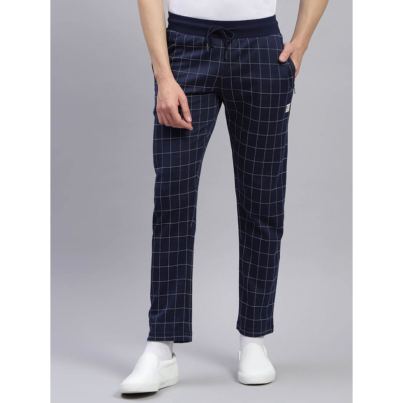 Monte Carlo Mens Denim Checkered Regular Fit Trackpants (L)