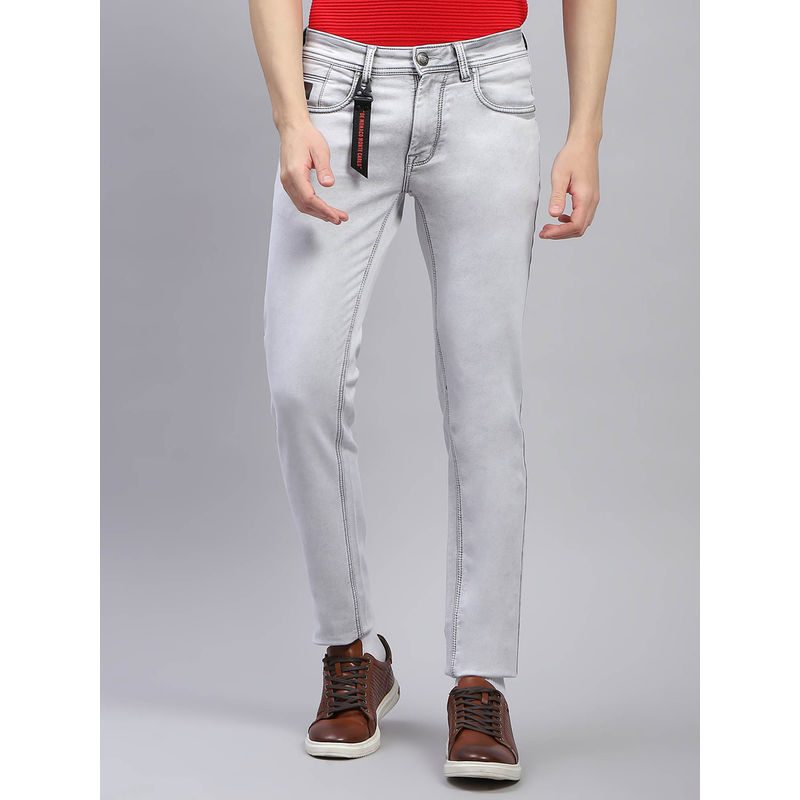 Monte Carlo Mens Grey Light Wash Skinny Fit Jeans (32)
