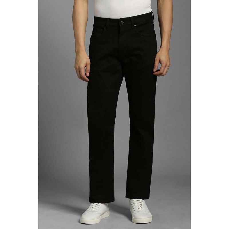 Louis Philippe Men's Jet Black Regular Fit Mid-Rise Stretchable Jeans (30)