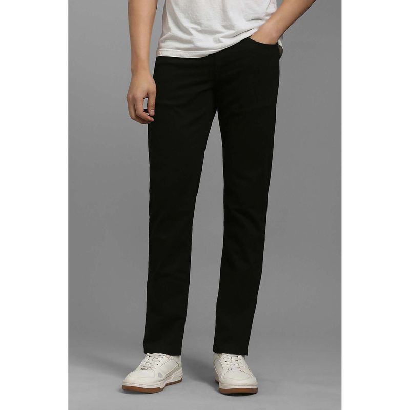 Louis Philippe Men's Jet Black Slim Fit Mid-Rise Stretchable Jeans (30)